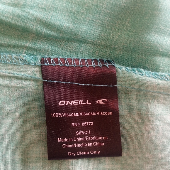 O'Neill Strapless Boho Tropical Floral Teal Resortwear Two Side Slit Flowy Maxi - Picture 11 of 11